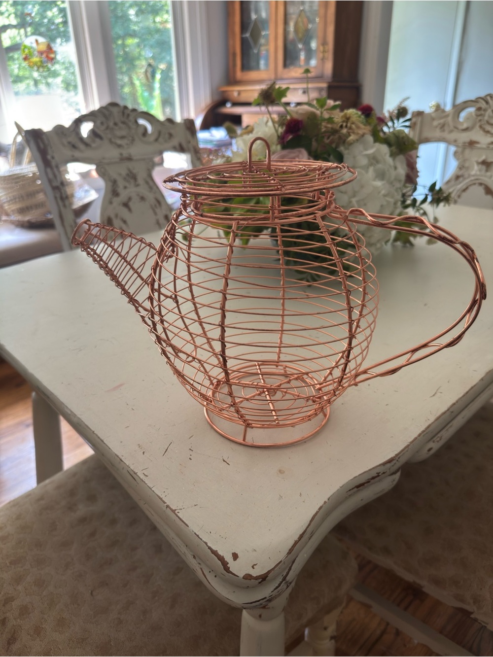 Vintage Copper Wire Teapot Basket